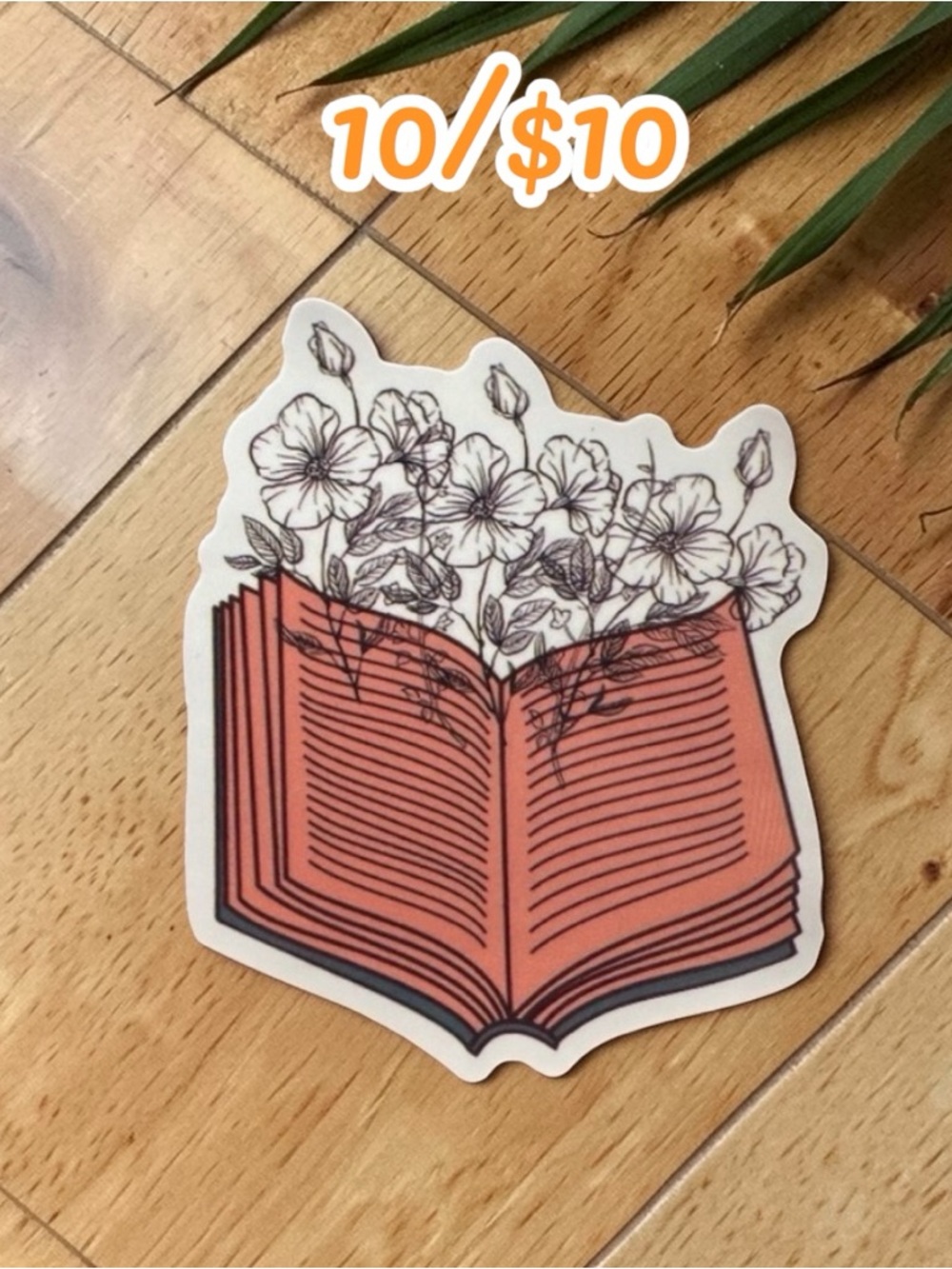 Floral Open Book Sticker – Book Lover Vinyl Decal | Literary Aesthetic Sticker